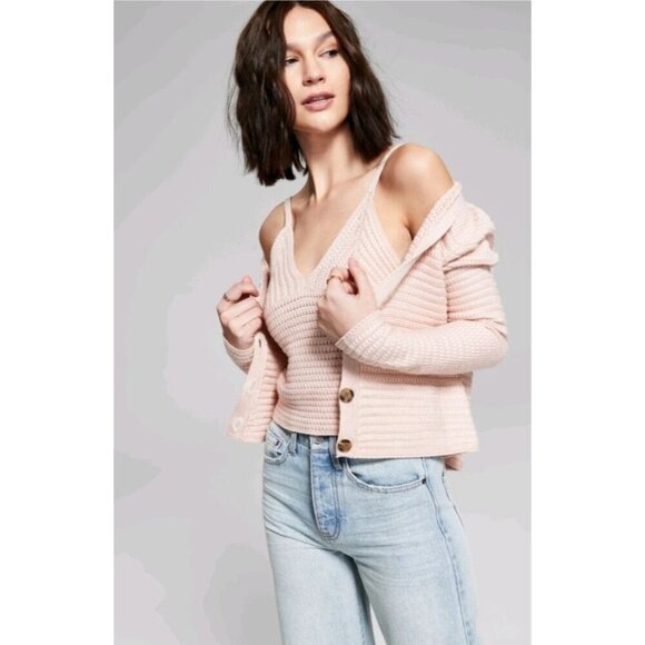 New 2 Pc Hippie 60s Style Textured Halter Sweater And Cardigan Size 14W/16W - Picture 2 of 9